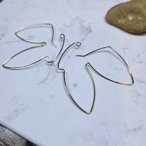 Handmade gold plated wire butterfly medium size earrings